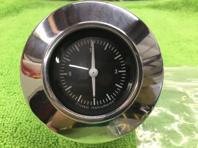 New 55 56 Chevrolet Polished Aluminium Quartz Clock Black Face