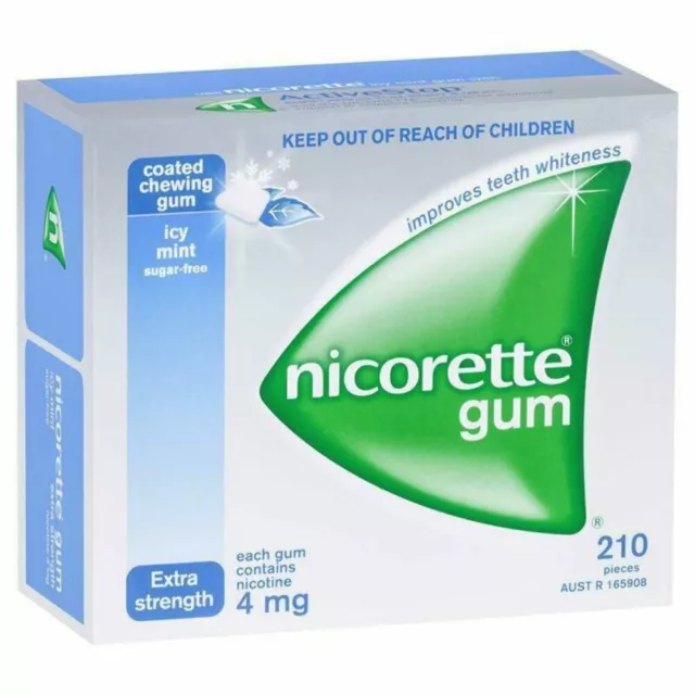 Nicorette Gum Icy Mint Sugar Free Extra Strength 210 Pieces 4mgs OzHealthExperts