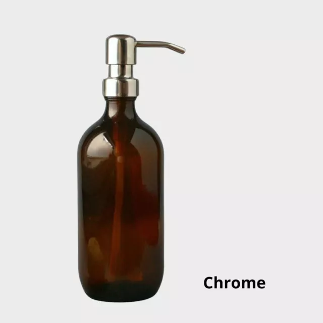 500ml Amber glass bottle soap dispenser with real metal pump