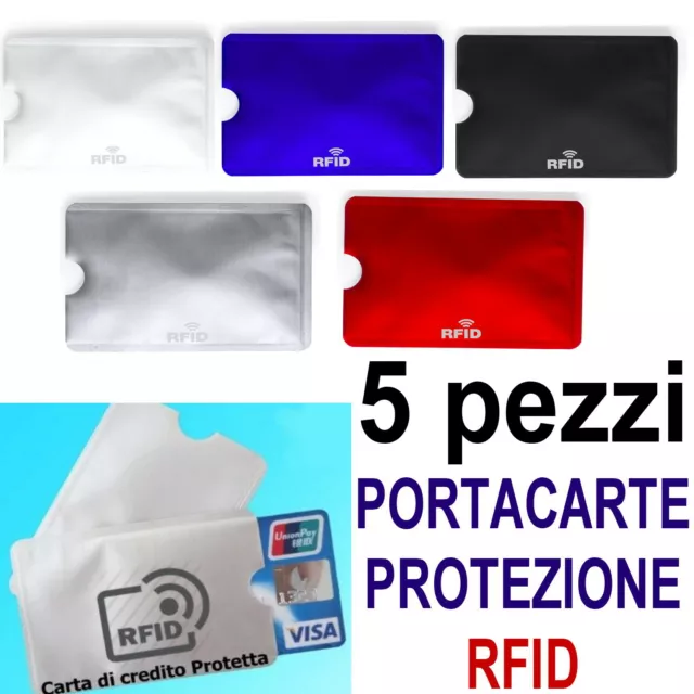 5 CUSTODIA ANTI CLONAZIONE PROTEZI RFID CARTA CREDITO BANCOMAT  SMAGNETIZZAZIONE