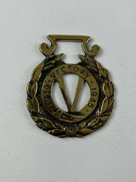VIntage Horse Equine Saddle Bridal Show Medallion Brass Decor Victory 1939-1945
