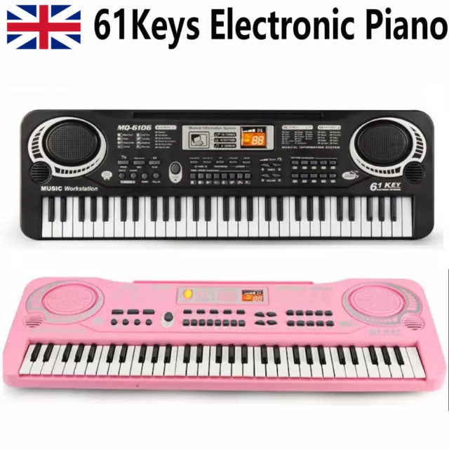 61 Key Digital Electronic Keyboard & Microphone Music Piano Gift Instrument UK