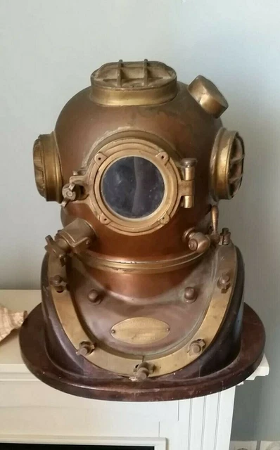 ANCIEN CASQUE DE Plongée Antique US Navy Mark V Deep Sea Scuba Marine