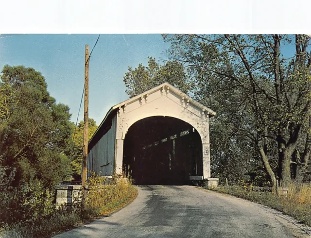 Cedar Ford Covered Bridge Shelbyville Indiana Vtg Postcard CP315