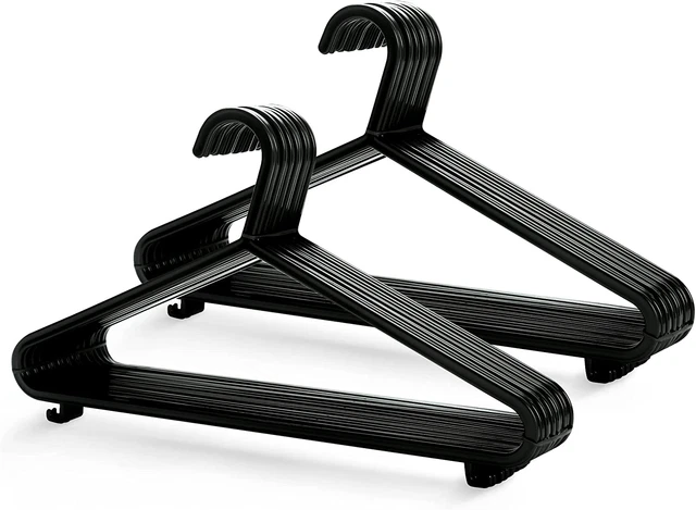 Appendiabiti cappotto di plastica per adulti - 25Pk, colore nero, appendiabiti resistenti per coaguli