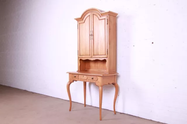 Thomasville French Provincial Louis XV Carved Oak Writing Desk With Bookcase Thomasville French Provincial Louis XV Carved Oak Writing Desk With Bookcase