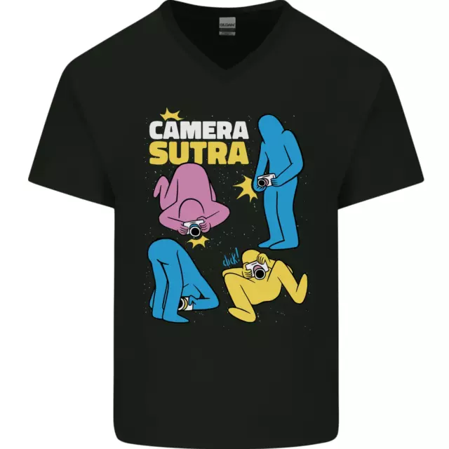 T-shirt da uomo collo a V cotone scollo a V The Camera Sutra divertente fotografo