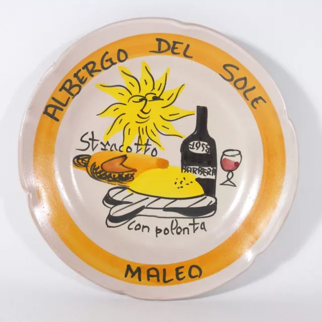 U436 Piatto Buon Ricordo Ceramica Di Vietri Solimene Albergo Del Sole Maleo 1983