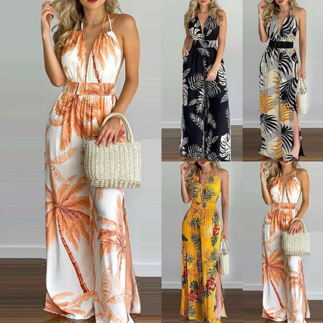 Jumpsuit Rompers Boho  Floral Womens V Holiday Playsuit Neck Summer