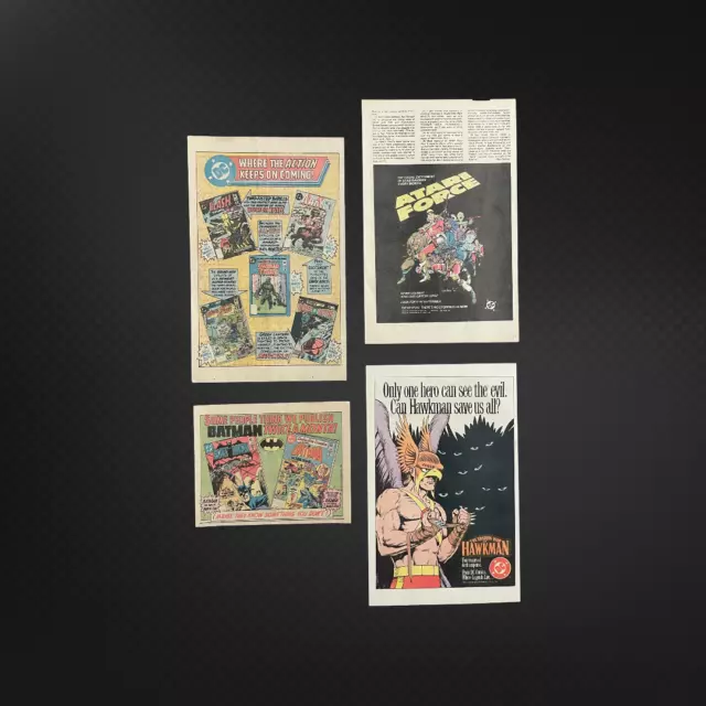 Lot of 4 DC Comics Subscription 1980's Original Print Ads Batman Hawkman Atari