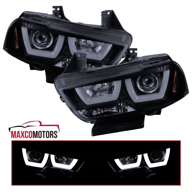 Smoke Projector Headlights Fits 2011-2014 Dodge Charger Dual LED Tube Headlamps