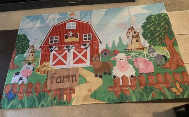 Farm Animals Theme Party Decorations Animals Barn Backdrop Banner for Kids 71x44