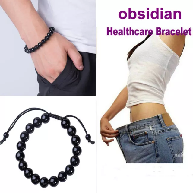 Abnehmen Stein Armreif Gewichtsverlust Unisex Obsidian Magnetic TherapieGeschenk