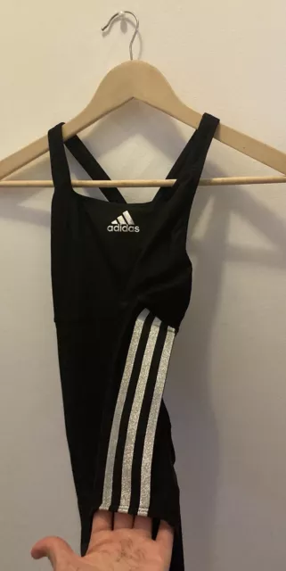 Women’s Adidas Swimsuit Shiny Silver Black Size Small