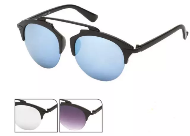 Lunettes de Soleil Rétro 400 UV Métal Zwicker Forme Dessous Frameless Noir