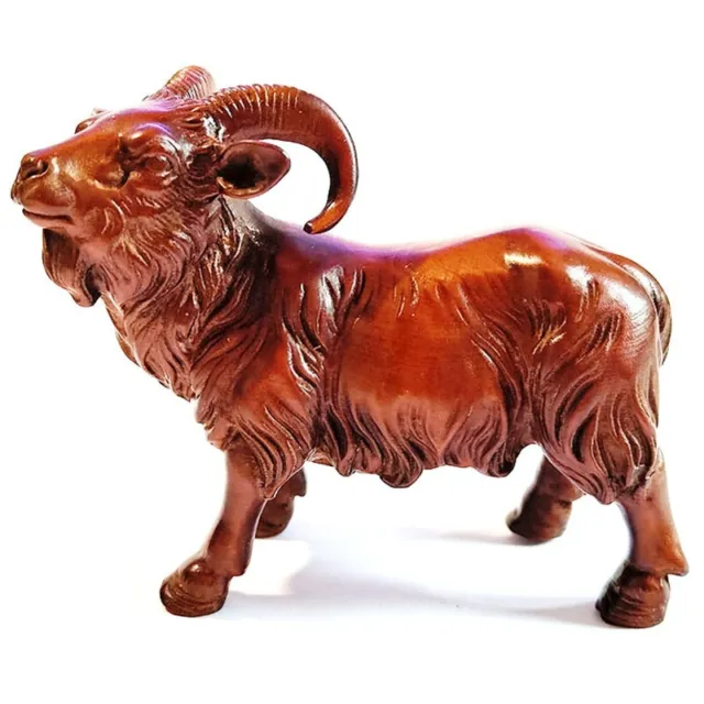 BY164 - 7 X 5 X 3.5 CM  Boxwood Carving Figurine Statue: Lucky Goat