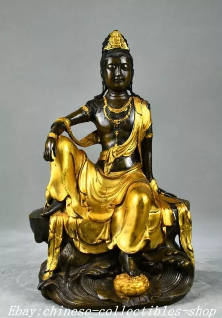 China Buddhism Temple bronze gilt Kwan-yin Guan Yin Boddhisattva Goddess Statue