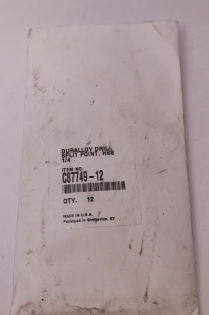 (12-Pk) Spiral Point Duralloy Drill Bit High Speed Steel 1/4" C87749-12