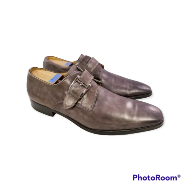 DESIGNER MAGNANNI MEN Shoes Loafers Monk Strap Brown Leather Size 12 M ...