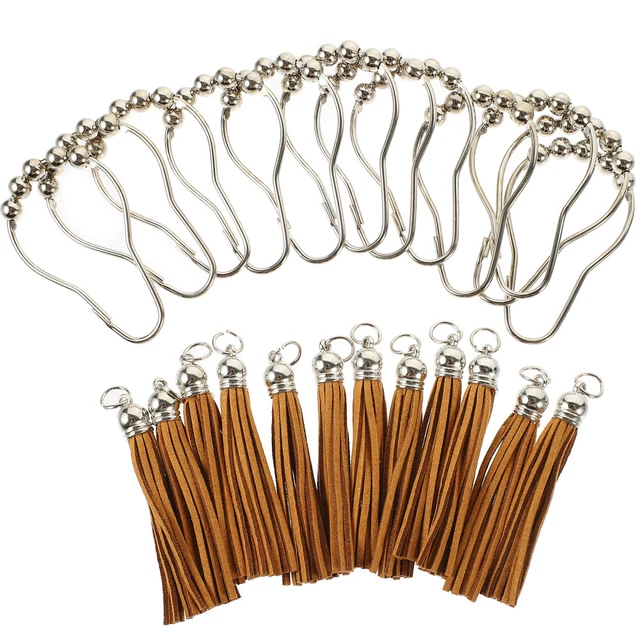 12 piezas Gancho de cortina de ducha con borlas Gancho de barra de ducha Decoración del hogar