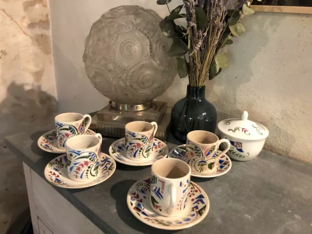 TASSES  À CAFÉ ART DECO LUNEVILLE 1920 pour les GALERIES LAFAYETTES.