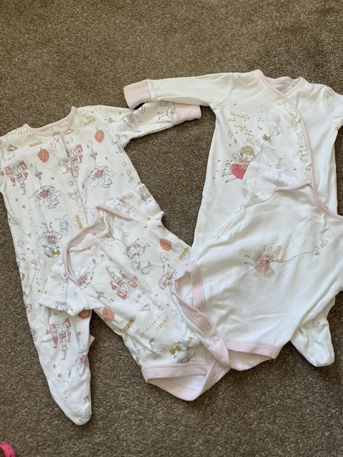 X2 Baby Girls Next 0-3 months sleepsuits babygrows bodysuits with vests bundle