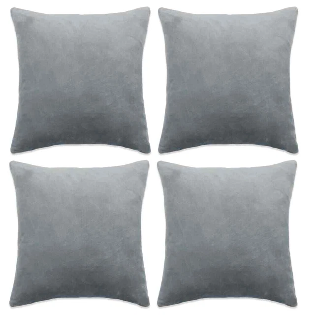 Cushion Covers 4 pcs Velour 50x50 cm Grey
