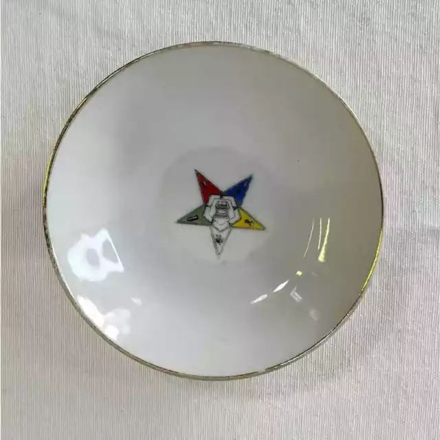 Masonic Order Of The Eastern Star Small Trinket Dish 4.25" White Star Emblem OES