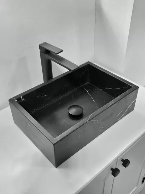 Countertop Basin Marble Bathroom Sink 60x30x15cm Nero Marquina Marble Honed