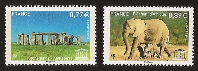 FRANCE 2012 - Timbres de Service UNESCO n° 154 et 155 NEUFS** LUXE MNH