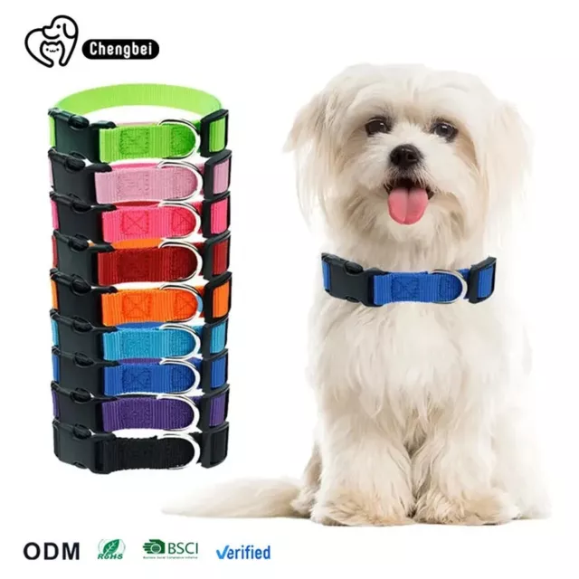 Dog Puppy Collar Soft Adjustable Nylon Pet Collars 9 Colours 3 Size UK Stock