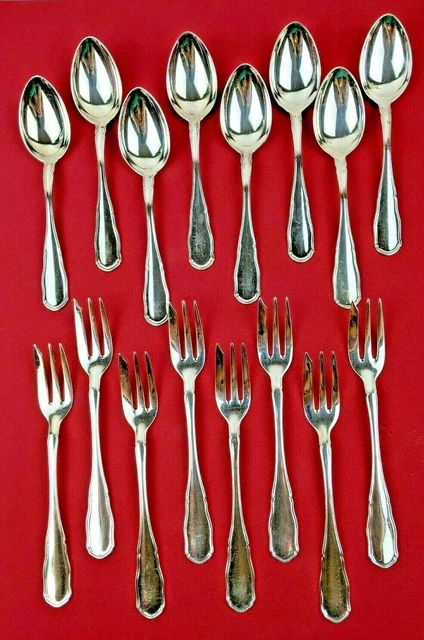 Germany 800 Silver Boxed Set 16 pc Buckmann & Sohne Dessert Forks & Spoons 418 g