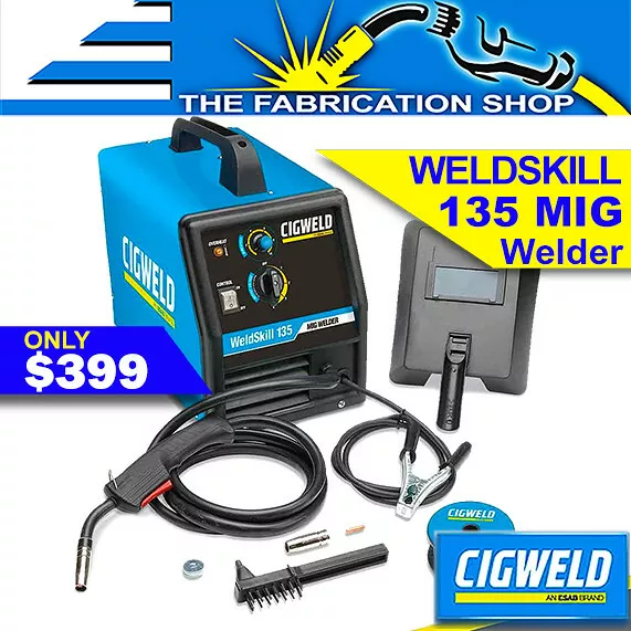 Cigweld Weldskill 135 Mig Welder + Torch + Consumables + Brush Gasless W1004135