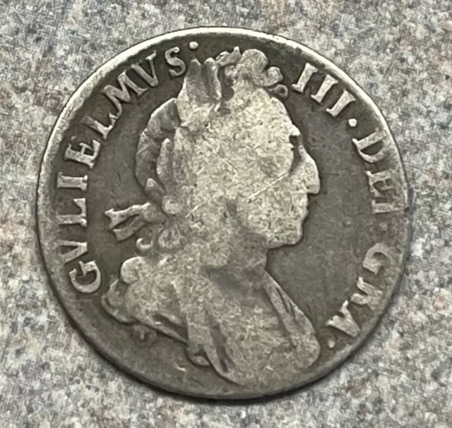 Circulated 1697 Great Britain William III Silver 6 Pence