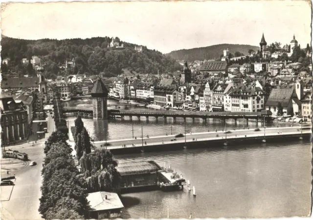 View of Chapel Bridge And Water Tower, Lucerne, Switzerland Postcard