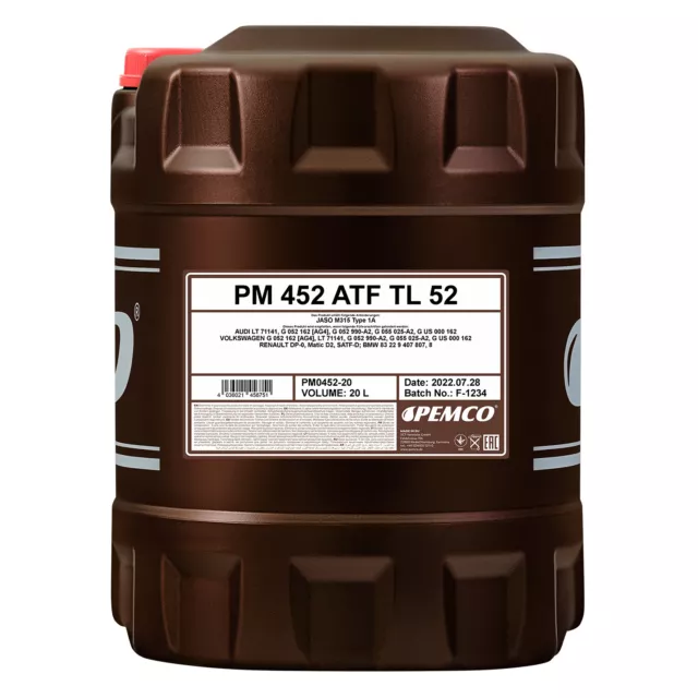 20 (1x20) Liter PEMCO iMATIC 452 AG 52 Automatikgetriebeöl AG52 VW TL 52 162