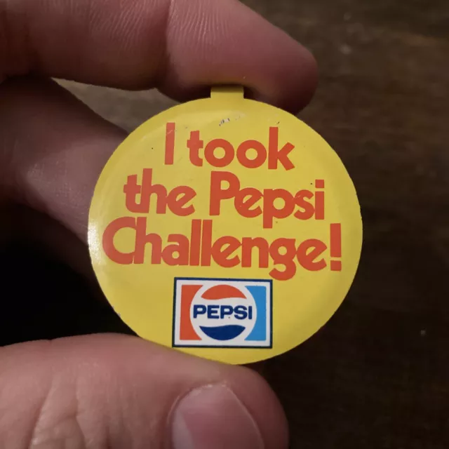 Vintage Pepsi - I took the Pepsi Challenge Tab Button Pin - Yellow w/ Red