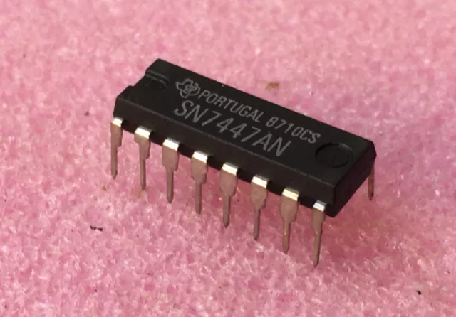 SN7447AN, IC logica, LED BCD a SETTE Sequmenti Decoder/DRV, PDIP 16, TTL, TI