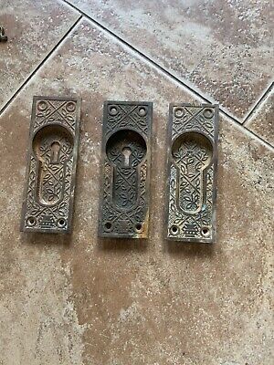 3 Large Vintage Art Nouveau  brass Door Plates