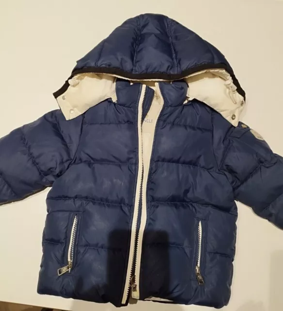 Piumino Moncler con cappuccio bambino 18/24 mesi colore blu 