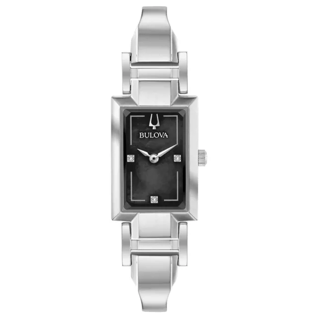 Bulova Ladies' Classic Diamond Dial Quartz Stainless Steel Watch, Rectangle, ...