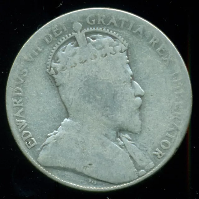 1908 Canada King Edward VII, Silver Fifty Cent Piece  O37 2