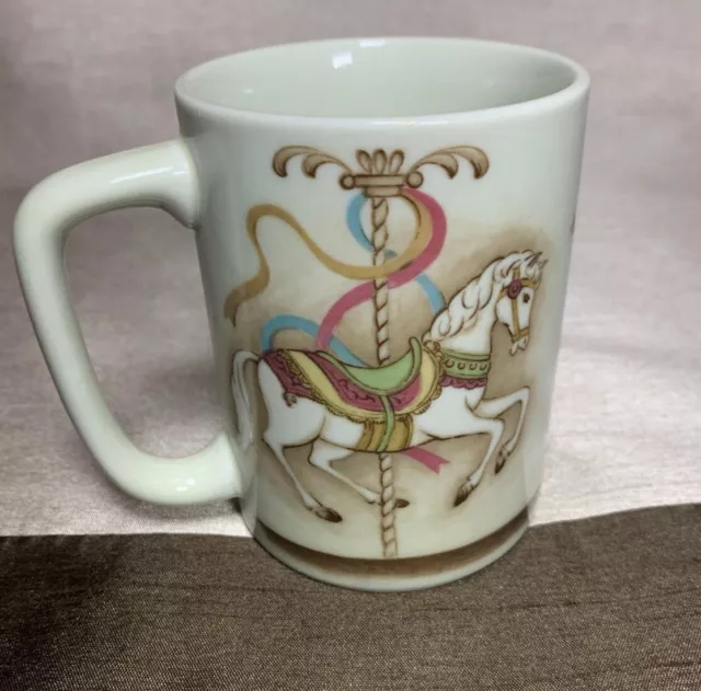 Vintage Otagiri Mug Cup Carousel Horse Merry Go Round Ceramic Japan - 8oz