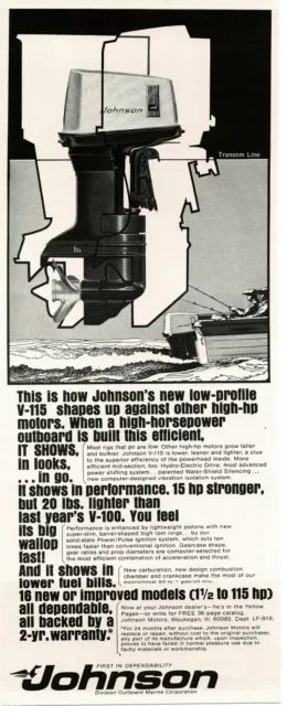 1969 JOHNSON V-115 hp outboard boat motor Vintage Print Ad