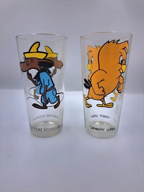 1973 Pepsi Looney Tunes glass Slow Poke Rodriguez And Henry Hawk