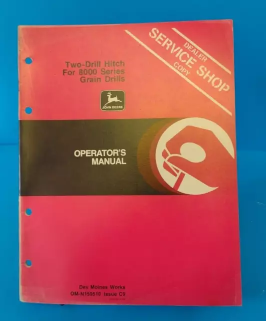 John Deere 2 Two-Drill Hitch for 8000 Series Grain Drill Owner Operator's Manual