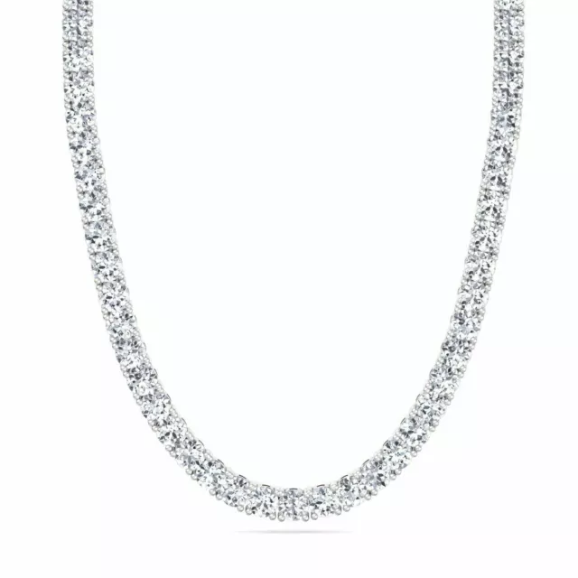 29-200 Ct Round Cut Moissanite Diamond Chain Necklace 14k White Gold Finish 22"