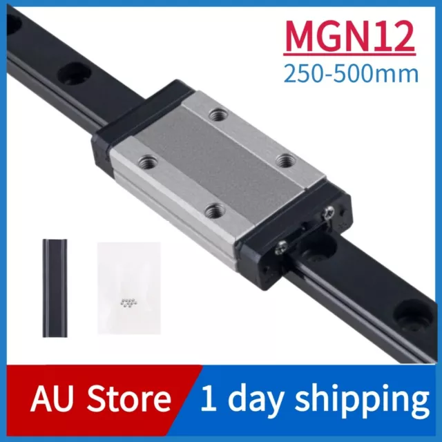 MGN12H Miniature Linear Rail Guide 250mm-500mm+ MGN12 Slide Block Black CNC DIY