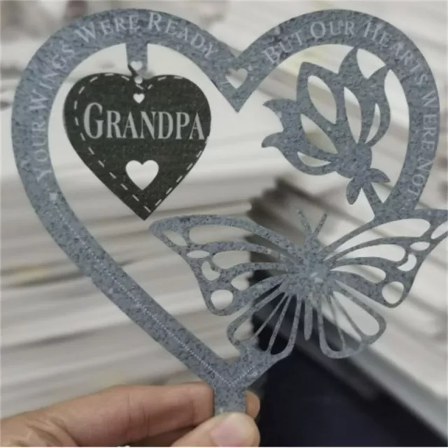 Marcador de tumba conmemorativo de mariposa adorno de placa - jardín recuerdo corona de corazón