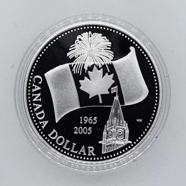 Canada 2005 40th Anniversary of Flag .9999 Silver $1.00 One Dollar Coin Proof